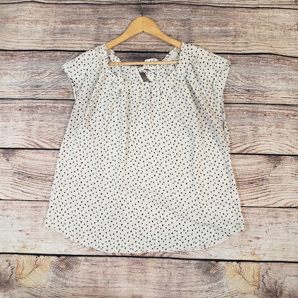 LC Lauren Conrad Tops - Lauren Conrad LC White Black Polka Dot Blouse